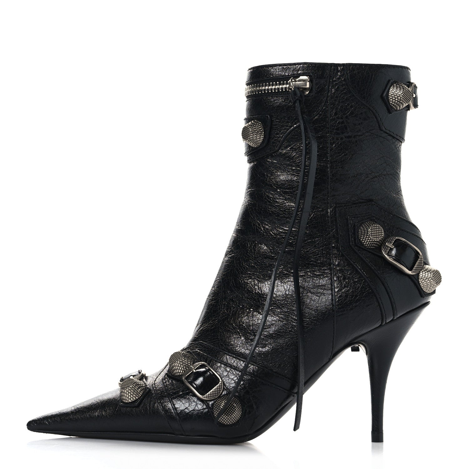 Balenciaga Agneau Arena Cagole 70mm Ankle Boots 35 Black