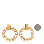 Chanel Hammered Metal Logo Cut Out Door Knocker Clip On Earrings Gold