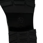 Chanel Shiny Calfskin Velvet Pearl Combat Short Boots 37 Black
