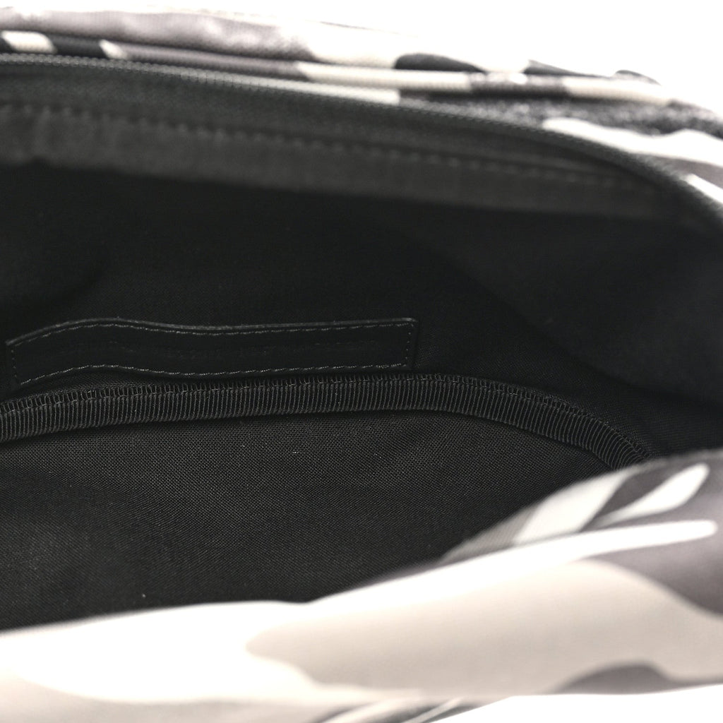 Balenciaga Distressed Nylon Canvas Camo Logo Explorer Beltpack Black White Gray