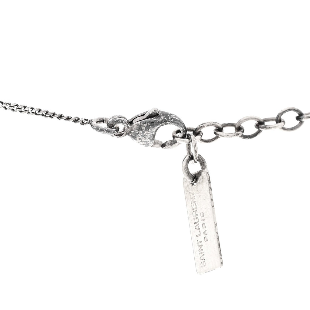 Saint Laurent Metal Heart Necklace Silver