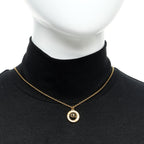 Christian Dior Metal Pearl CD Necklace Gold Black