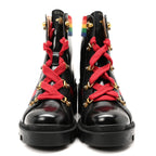 Gucci Calfskin Rainbow Trip Lace Up Combat Boots 36 Black