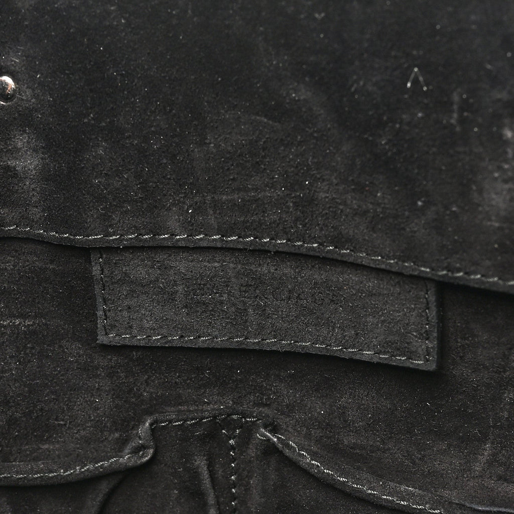 Balenciaga Daim Suede Plate Hardware Papier A6 Zip Around Tote Black