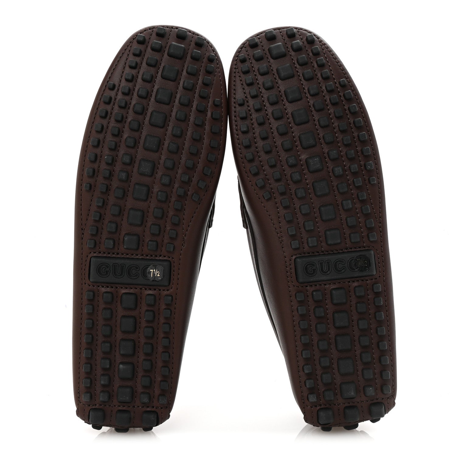 Gucci Soft Clove Calfskin Web Mens Horsebit Driver Loafers 7.5 Cocoa