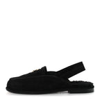 Chanel Suede Calfskin CC Slingback Loafers 37.5 Black