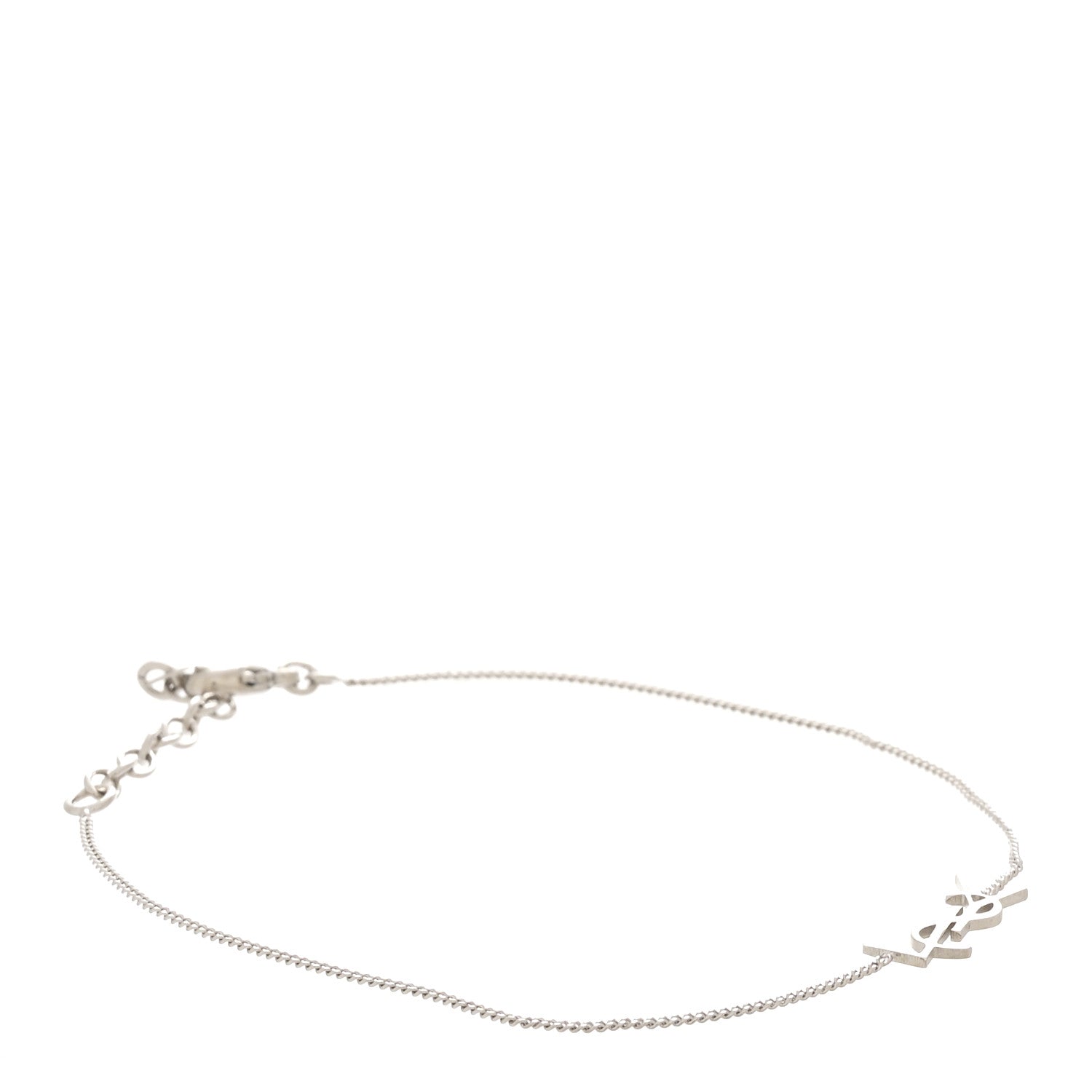 Saint Laurent Brass Monogram Charm Bracelet L Silver