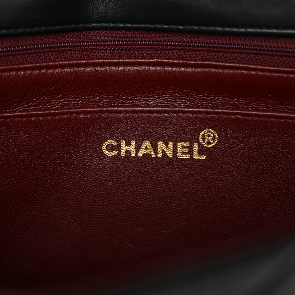 Chanel Lambskin Chevron Quilted Mini Kelly Flap Black