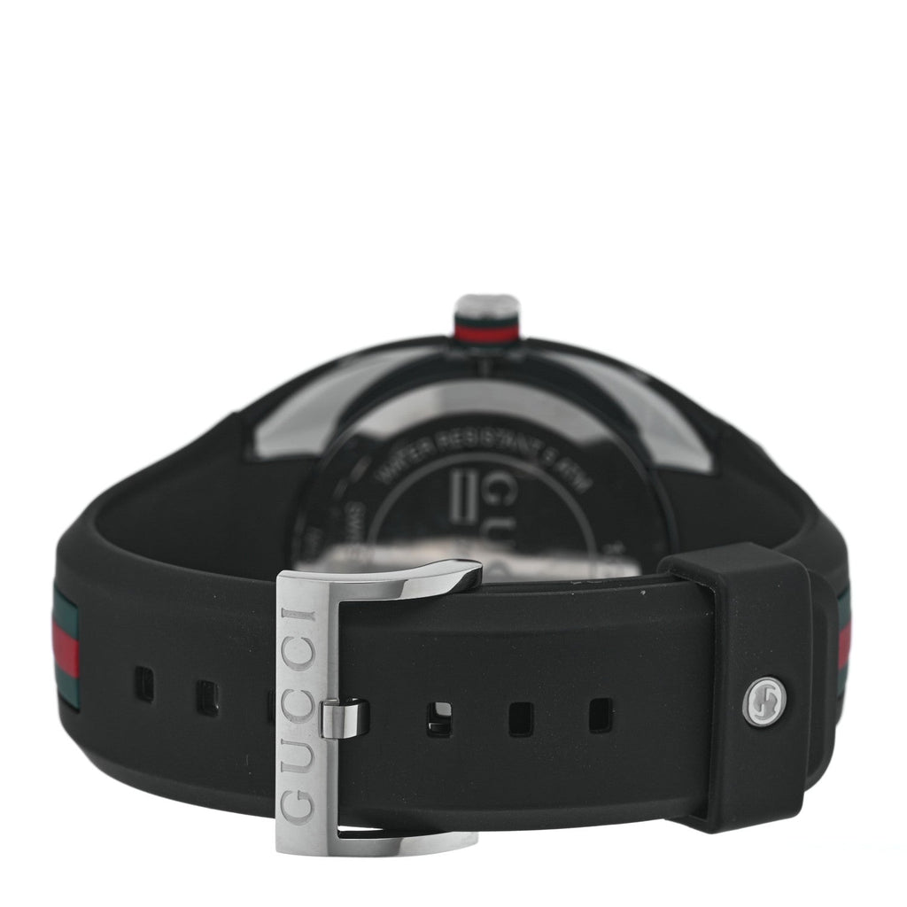Gucci Stainless Steel Rubber 46mm Sync Web Quartz Watch Black