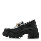 Gucci Magnum Calfskin Nappa Samoa Womens Horsebit Platform Chunky Lug Sole 40mm Loafers 35.5 Black