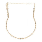 Chanel Strass Crystal Studded Pearl CC Choker Necklace Gold Pearly White