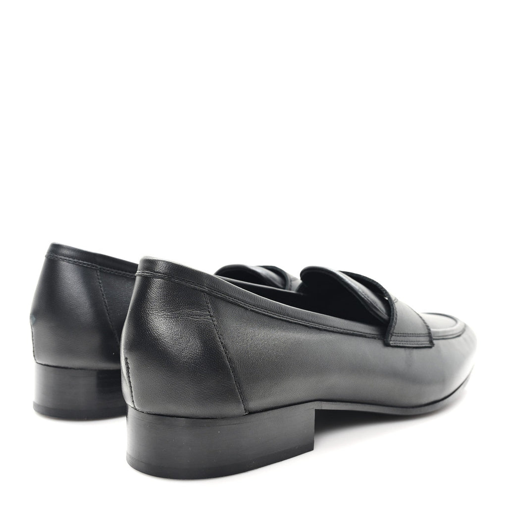 Chanel Lambskin Mens Stitched CC Loafers 42 Black