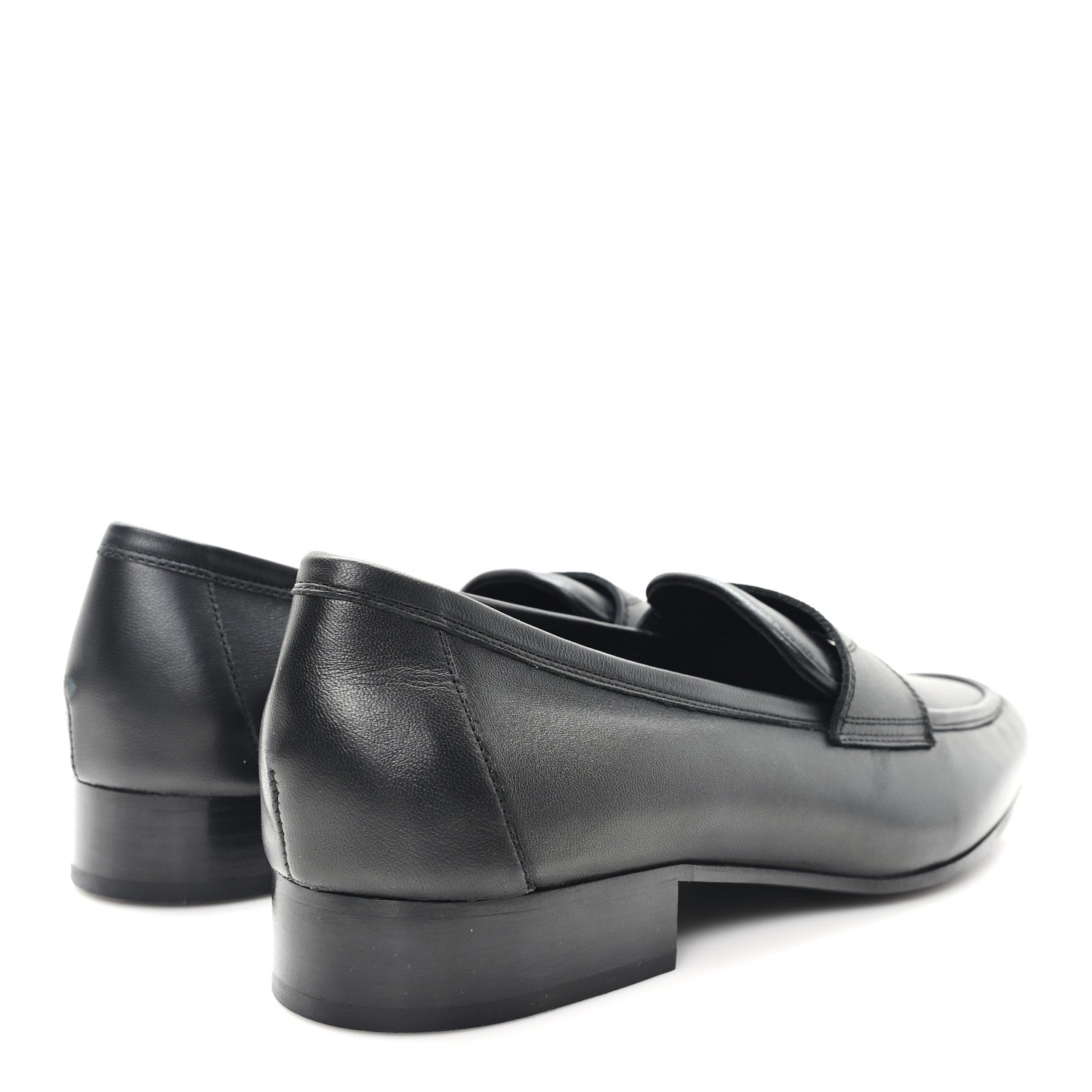 Chanel Lambskin Mens Stitched CC Loafers 42 Black