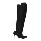 Balenciaga Crepe Jersey Pointed Toe Knife Thigh High Boots 40 Black