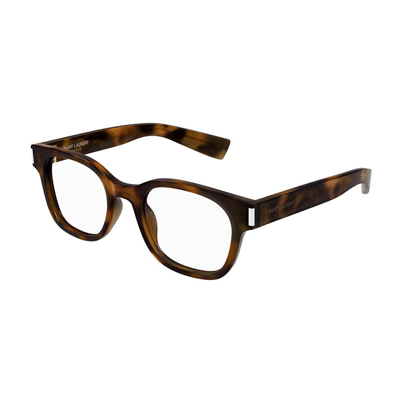 Saint Laurent Eyeglasses Square Full Rim, Havana Frame and Clear Demo Lens Lens SL722006