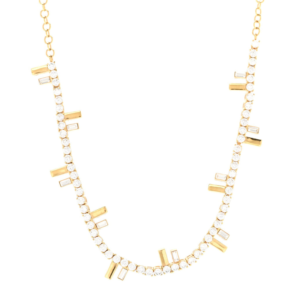 Fendi Metal Crystal Fendi First Tennis Choker Necklace Gold