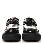 Gucci Magnum Calfskin Nappa Samoa Womens Horsebit Platform Chunky Lug Sole 40mm Loafers 40.5 Black