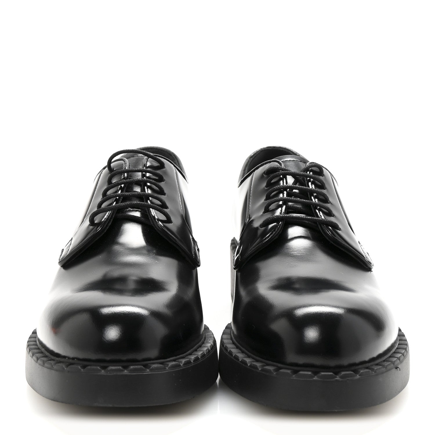 Prada Spazzolato Lace Up 50mm Loafers 39 Black