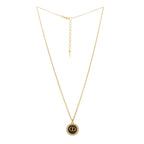 Christian Dior Metal Pearl CD Necklace Gold Black