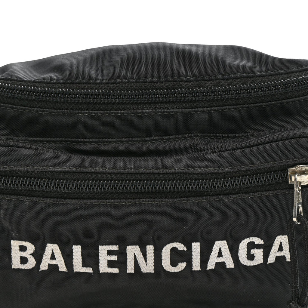 Balenciaga Recycled Sport Nylon Logo Embroidered Wheel Beltpack Black