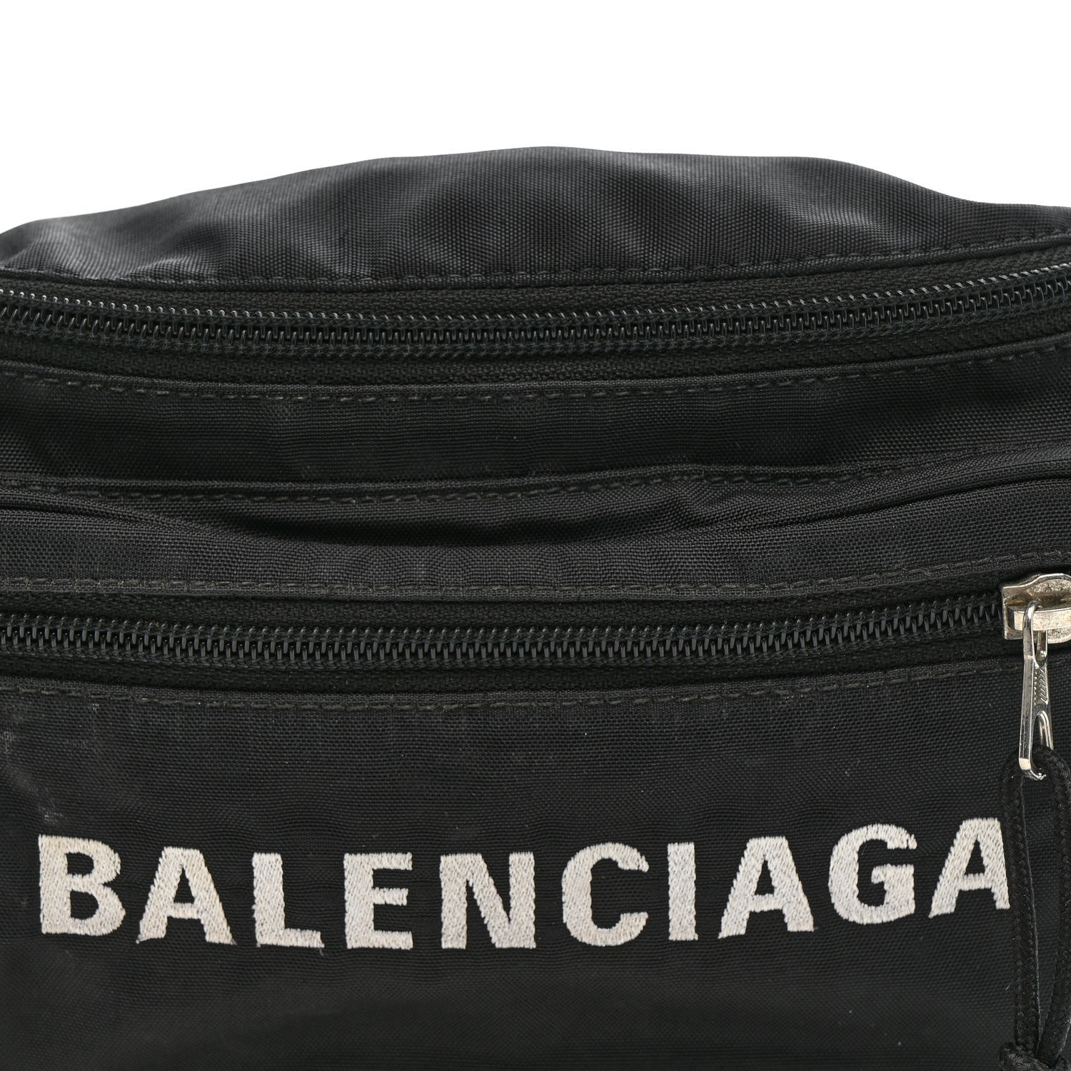 Balenciaga Recycled Sport Nylon Logo Embroidered Wheel Beltpack Black