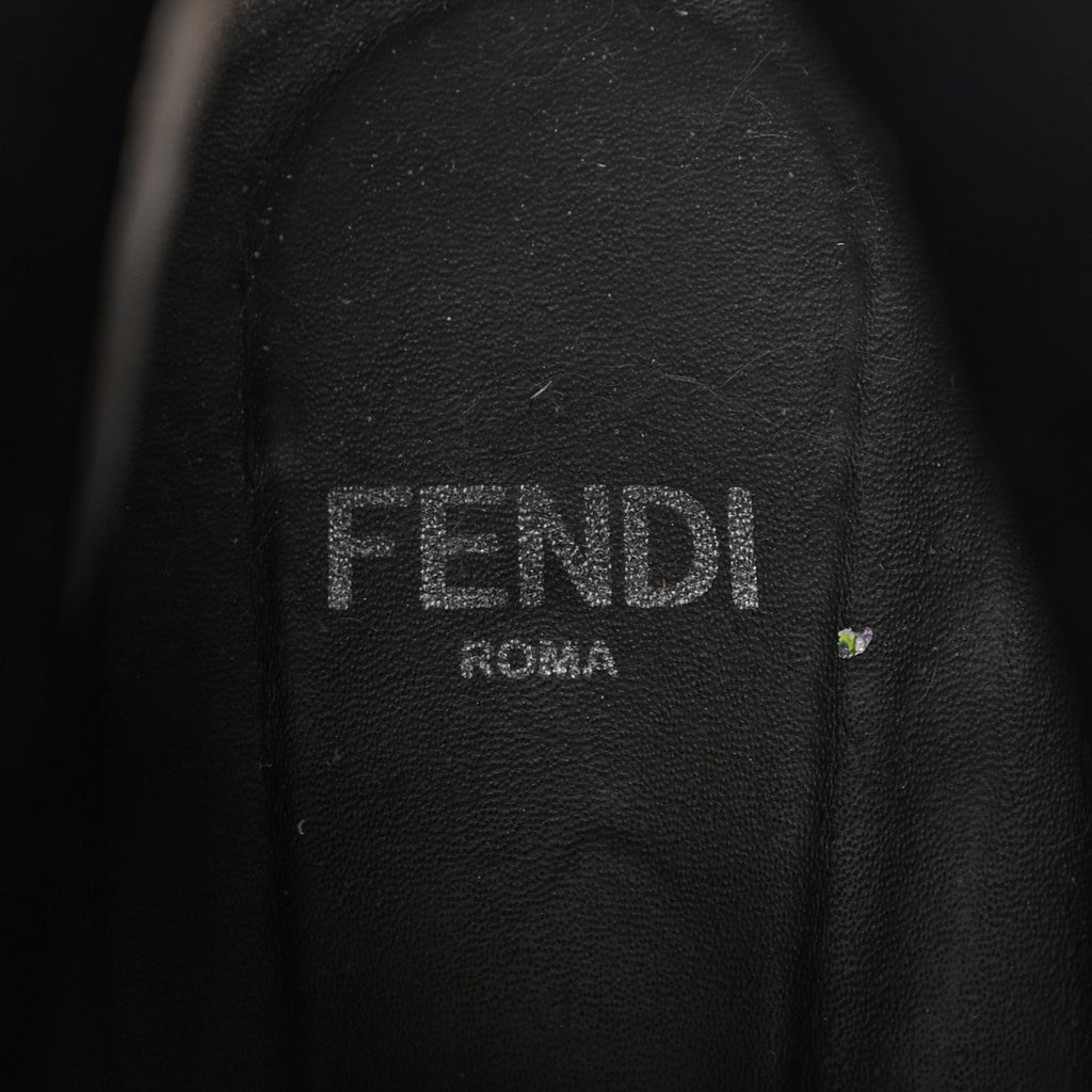 Fendi Calfskin Stretch Fabric Rockoko Biker Boots 38 Tobacco Black Marino