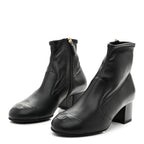 Chanel Stretch Lambskin Cap Toe CC Uniform Short Boots 36 Black