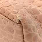 Balenciaga Extra Supple Calfskin Crocodile Embossed Small Downtown Shoulder Bag Nude Beige