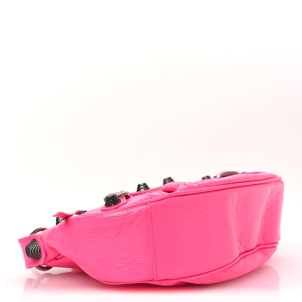Balenciaga Agneau Arena Le Cagole Shoulder Bag XS Hot Pink