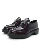 Prada Spazzolato Metal Triangle Logo 50mm Loafers 35 Cordovan