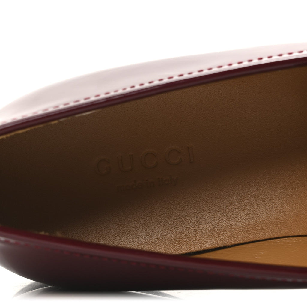 Gucci Vitello Vernice Soft Nappa Womens Jordaan Loafers 36 Rosso Ancora