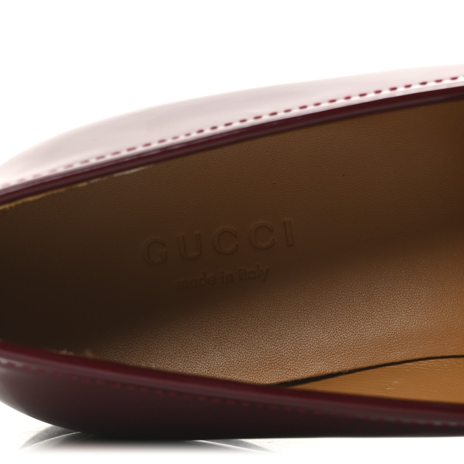 Gucci Vitello Vernice Soft Nappa Womens Jordaan Loafers 36 Rosso Ancora