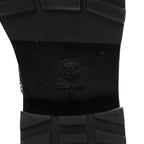 Chanel Shiny Calfskin Velvet Pearl Combat Short Boots 39 Black