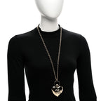 Chanel Metal CC Heart Locket Necklace Gold