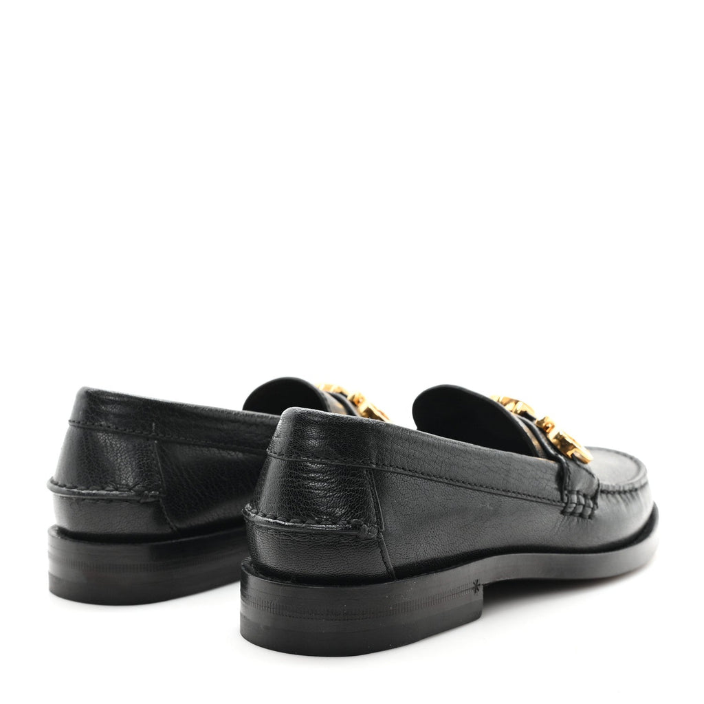Gucci Goatskin Womens Logo 15mm Loafers 35 Black