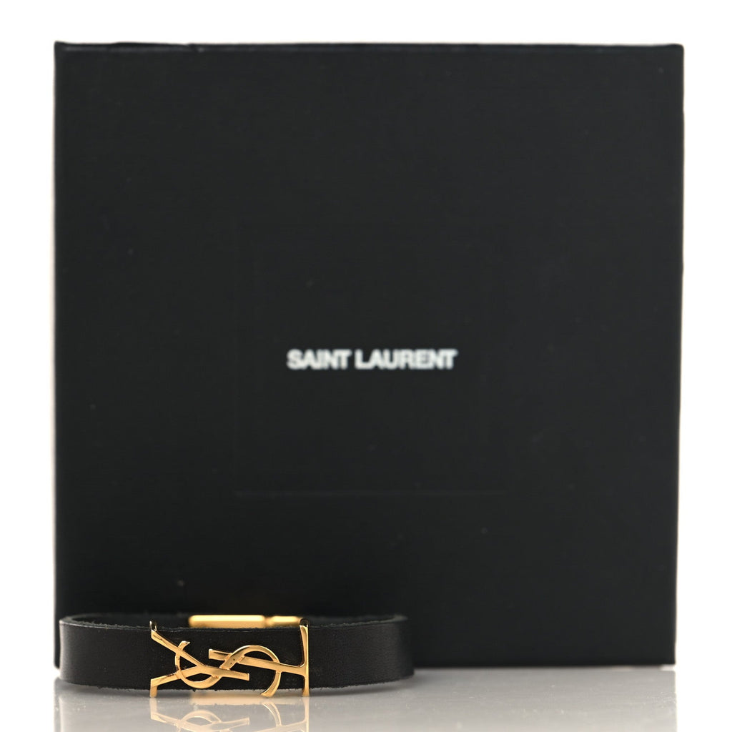 Saint Laurent Calfskin Monogram Bracelet M Black