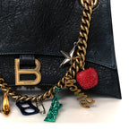 Balenciaga Crushed Calfskin Quilted Small Souvenirs Crush Chain Bag Black