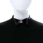 Gucci Patent G Bow Choker Necklace Black Gold