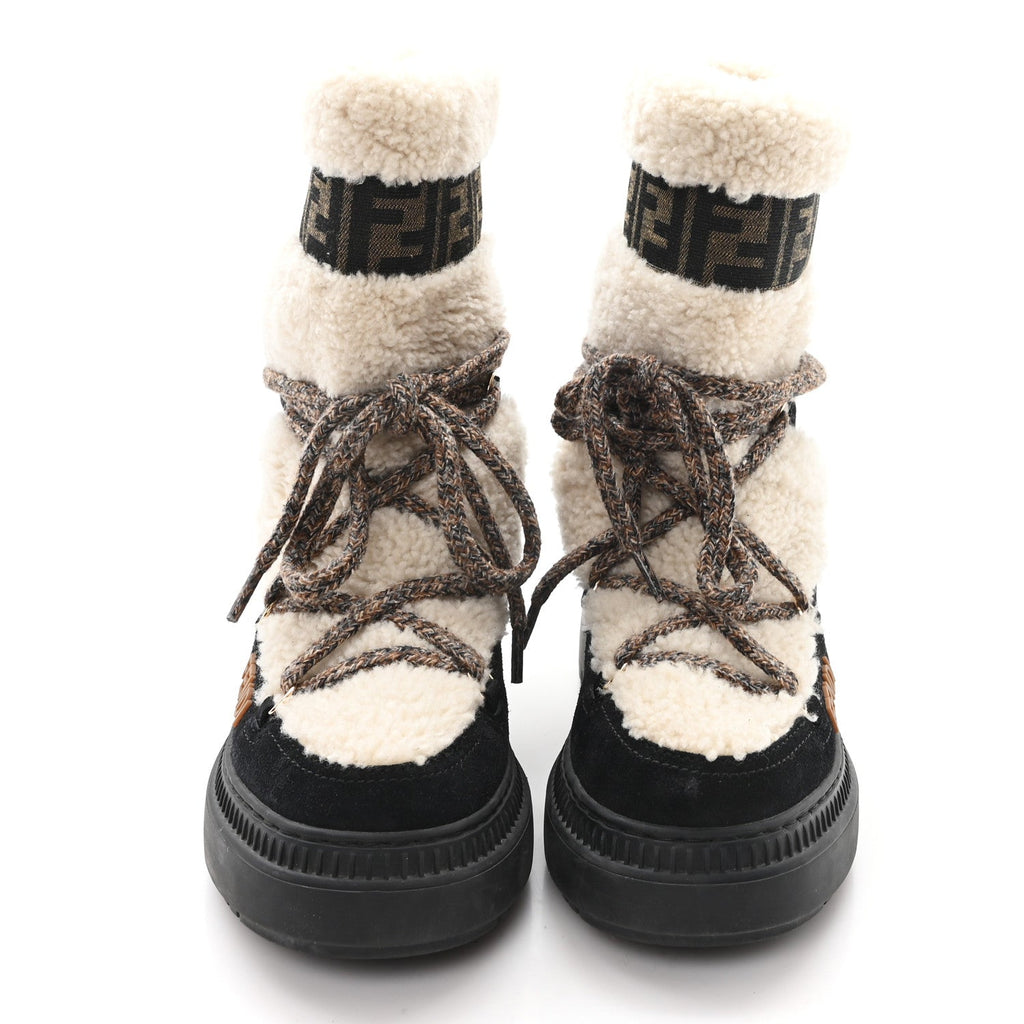 Fendi Sheepskin Suede Apres Chic Boots 38 Black