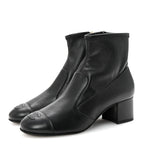 Chanel Stretch Lambskin Cap Toe CC Short Boots 37 Black