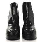 Chanel Crumpled Calfskin Cap Toe CC Ankle Boots 35.5 Black