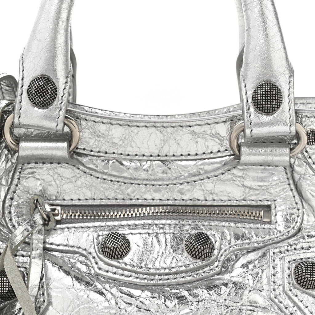 Balenciaga Agneau Arena Neo Cagole Mini Handbag Silver