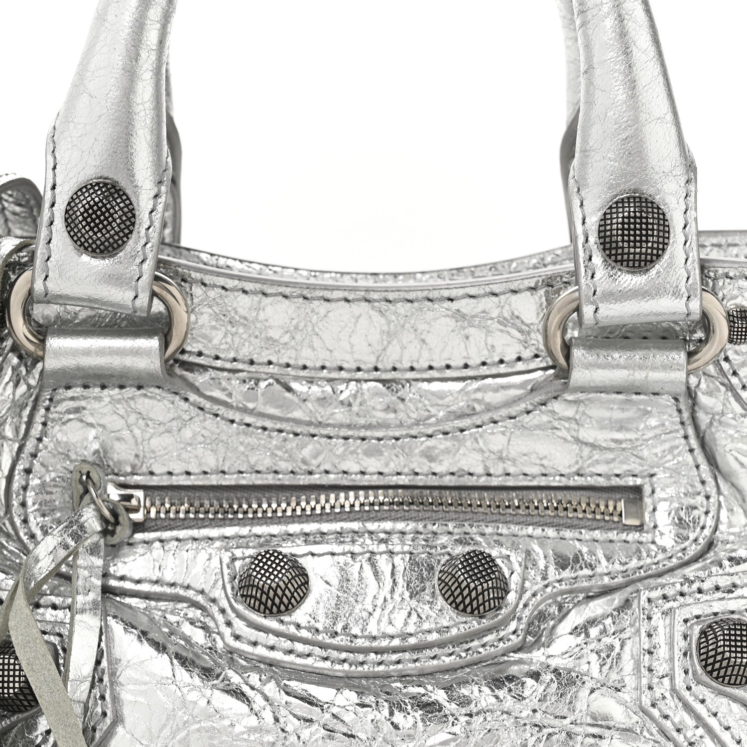 Balenciaga Agneau Arena Neo Cagole Mini Handbag Silver
