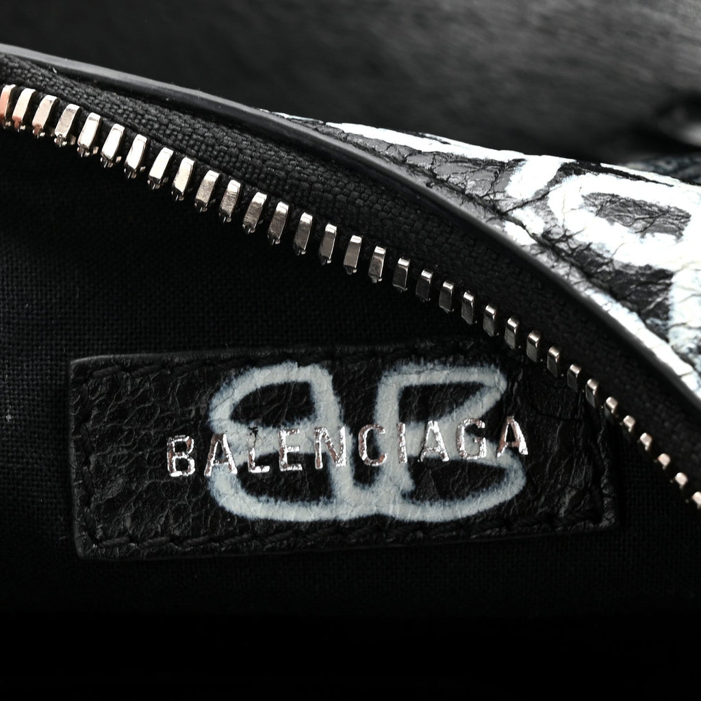 Balenciaga Agneau Arena Graffiti Le Cagole Shoulder Bag XS Black
