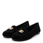 Chanel Suede Crystal CC Mocassin Loafers 39.5 Black