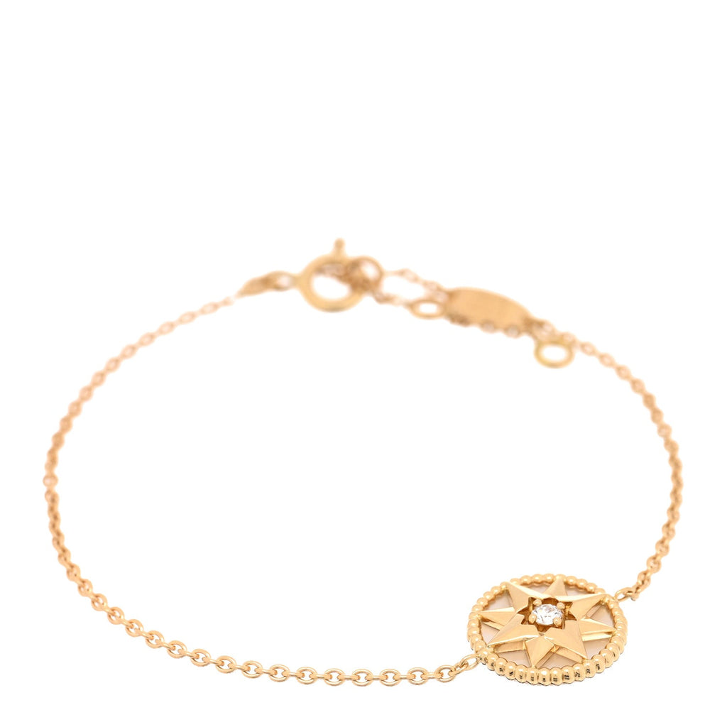 Christian Dior 18K Yellow Gold Diamond Mother of Pearl Rose Des Vents Bracelet