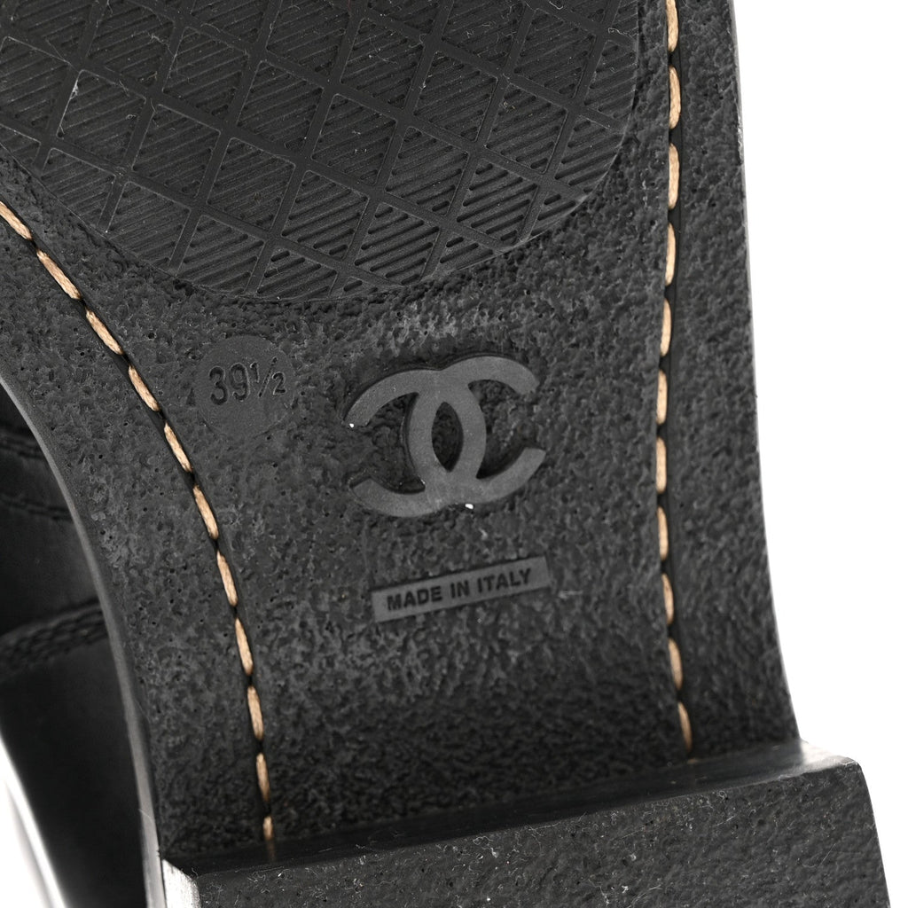 Chanel Calfskin Lace Up Combat Boots  39.5 Black