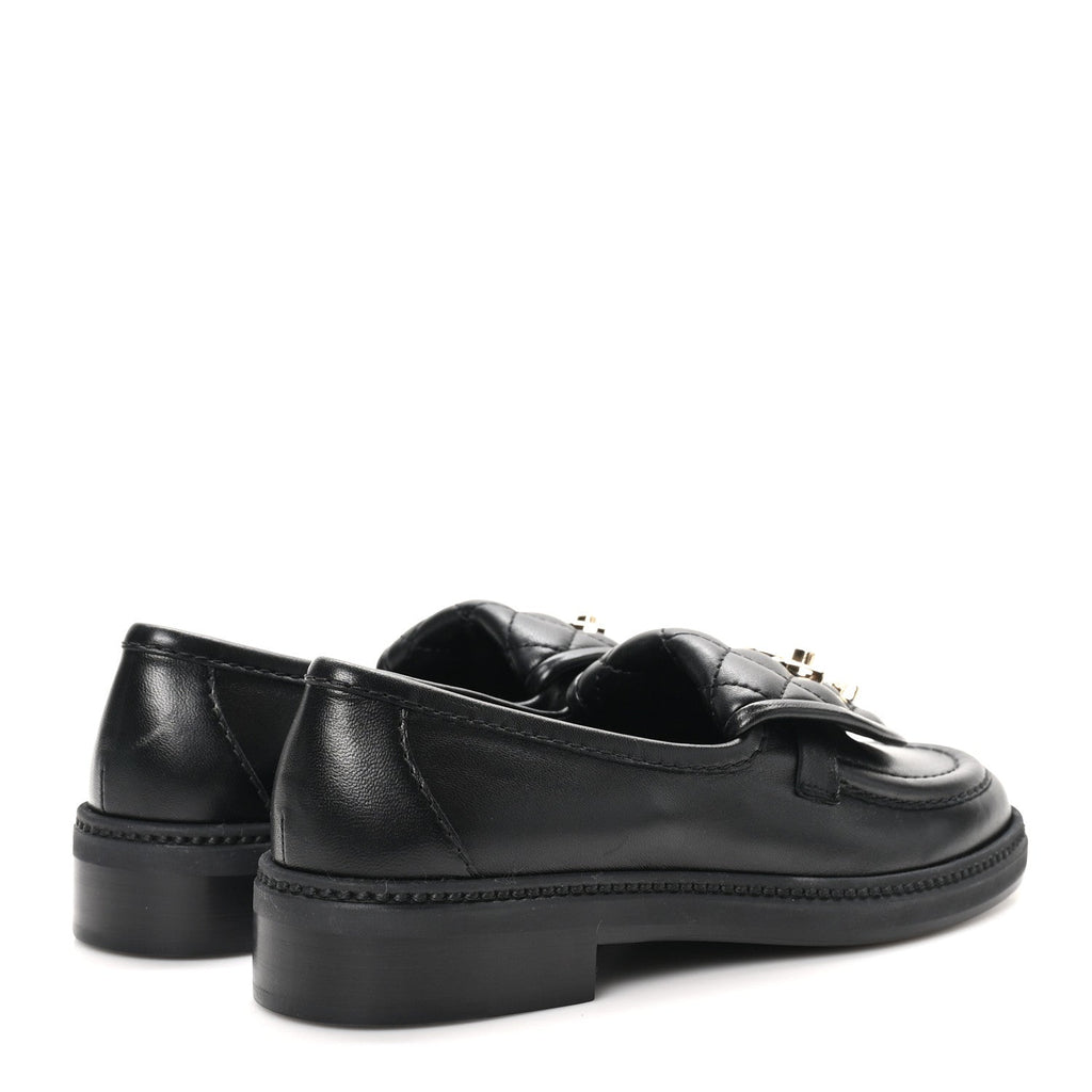 Chanel Lambskin Quilted CC Turnlock Loafers 35.5 Black