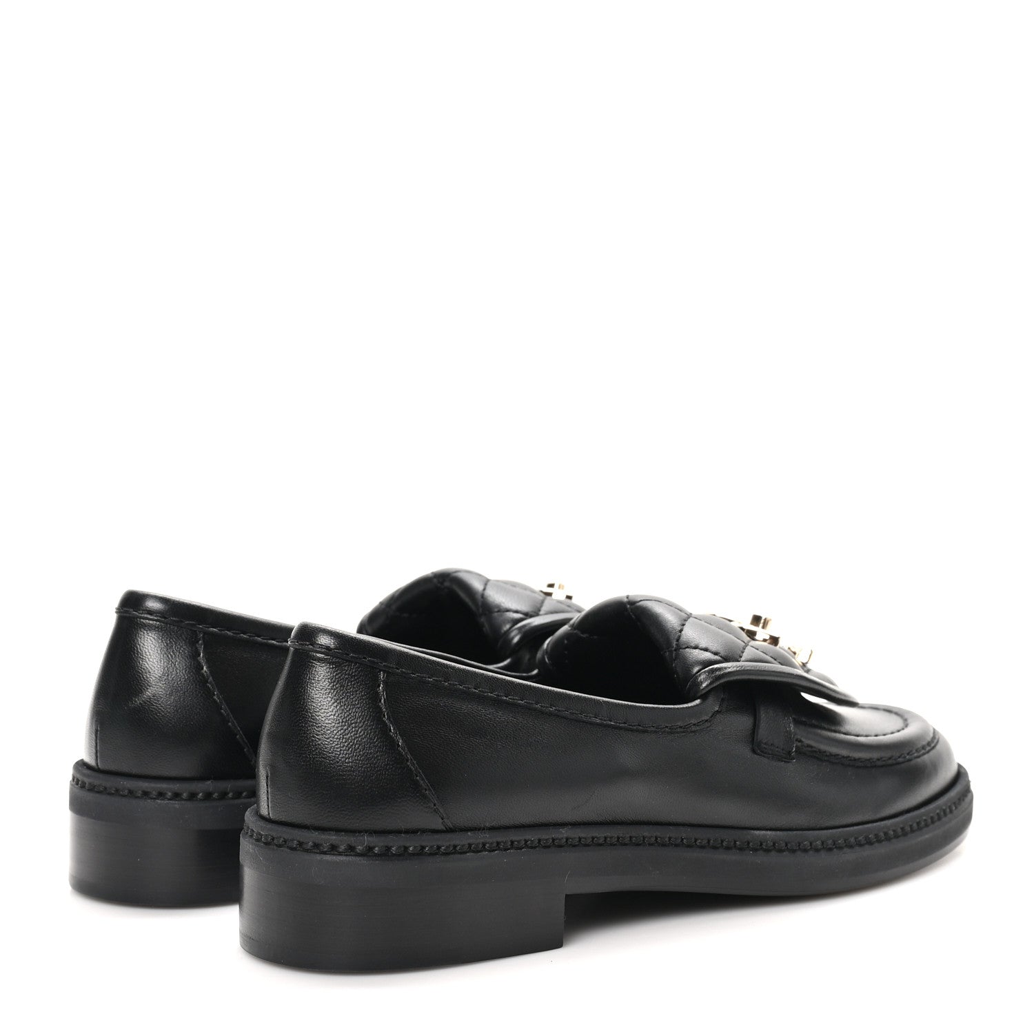 Chanel Lambskin Quilted CC Turnlock Loafers 35.5 Black