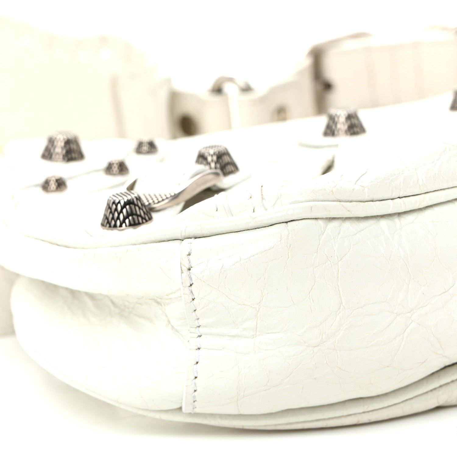 Balenciaga Agneau Arena Le Cagole Shoulder Bag XS Optic White